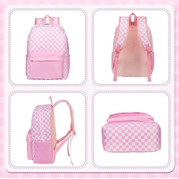 Pink Checkered Backpack - Picture 5 of 7